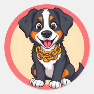 Adorable Cartoon Puppy Classic Round Sticker