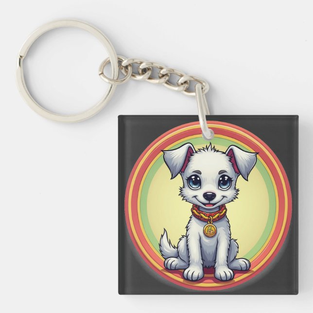 Adorable Cartoon Puppy Key Ring (Front)