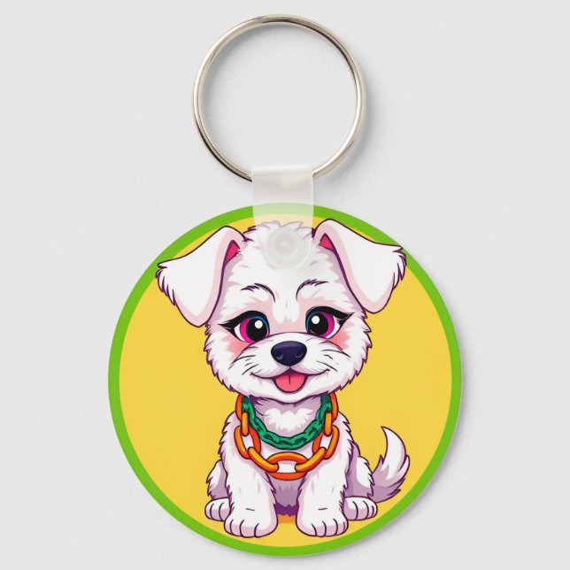 Adorable Cartoon Puppy Key Ring (Front)