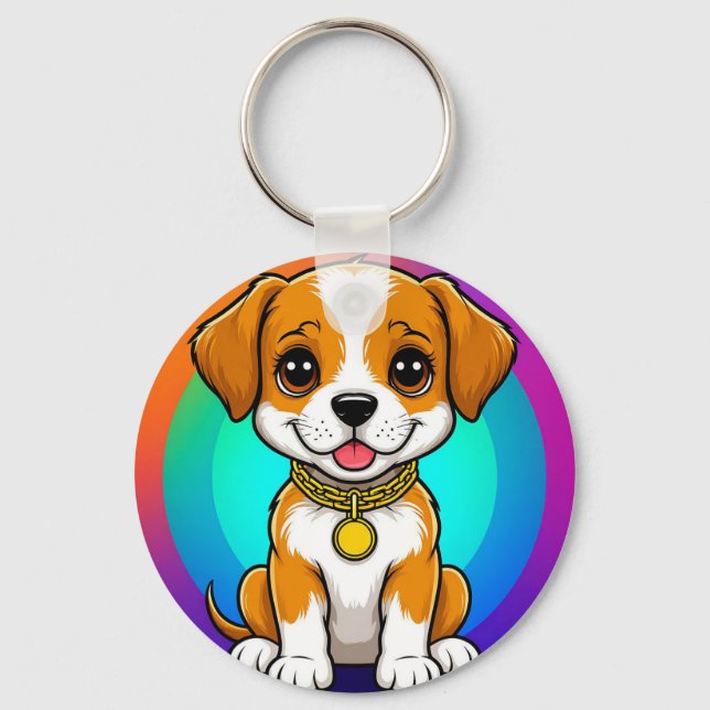 Adorable Cartoon Puppy Key Ring (Front)