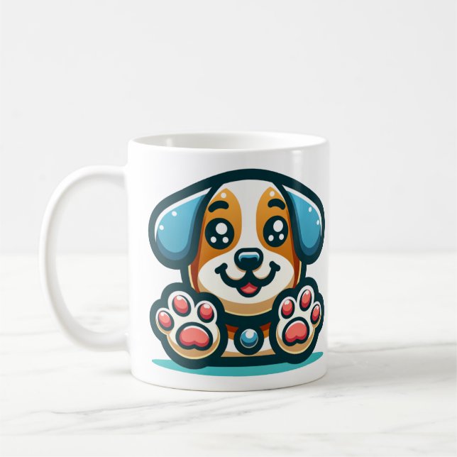 "Adorable Cartoon Puppy Paws Coffee Mug (Left)