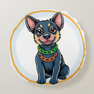 Adorable Cartoon Puppy Round Cushion