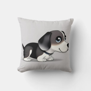 Adorable Cartoon Puppy With Bright Eyes Cushion