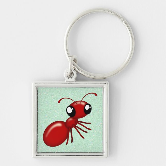 Adorable Cartoon Red Ant Custom Keychains (Front)