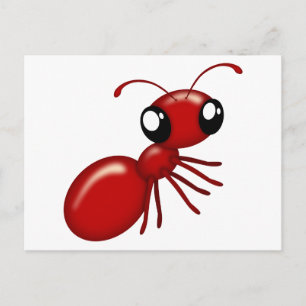 Adorable Cartoon Red Ant Postcards