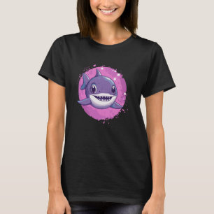 Adorable Cartoon Shark Illustration Art T-Shirt