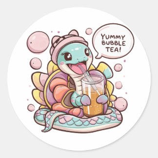 Adorable Cartoon Snake: Cozy, Kawaii Vibes Classic Round Sticker