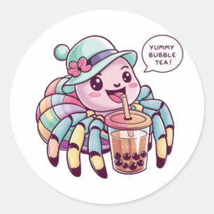 Adorable Cartoon Spider: Cozy, Kawaii Vibes Classic Round Sticker
