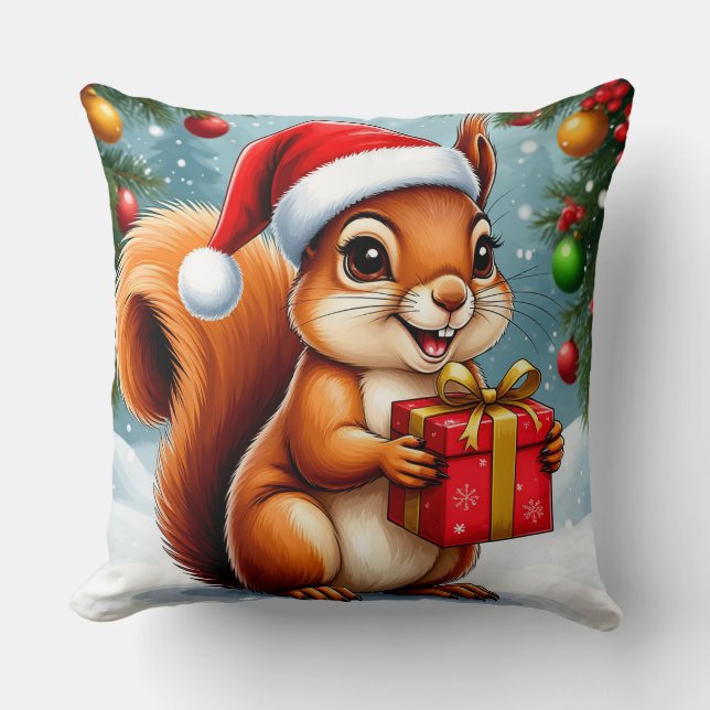 Adorable Cartoon Squirrel Cushion (Front)