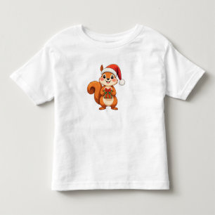 Adorable Cartoon Squirrel Holding a Gift Toddler T-Shirt