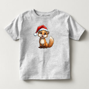 Adorable Cartoon Squirrel in Santa Hat Toddler T-Shirt