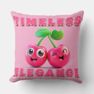 Adorable Cartoon Style Cheerful Cherry  Cushion