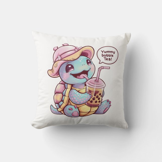 Adorable Cartoon Turtle: Cozy, Kawaii Vibes Cushion (Front)