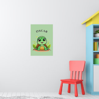 Adorable Cartoon Turtle Smiling ✨ Cosy Nursery Poster