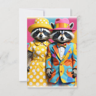 Adorable cartoon witch racoon card