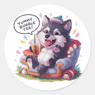 Adorable Cartoon Wolf: Cozy, Kawaii Vibes Classic Round Sticker