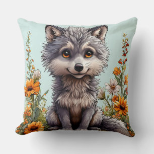 Adorable Cartoon Wolf  Cushion