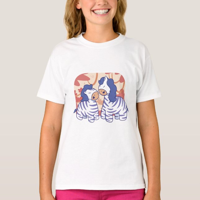 Adorable Cartoon Zebras T-Shirt (Front)