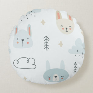 Adorable cartoons pastel pattern kids  round cushion