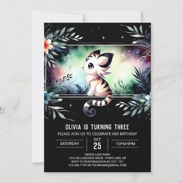 Adorable Castle Tiger Birthday Invitation (Front)