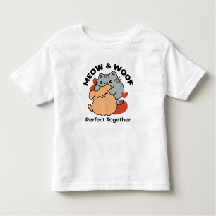 Adorable Cat and Dog Hug – Meow & Woof Design Toddler T-Shirt