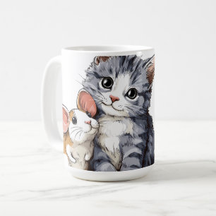 Adorable Cat and Mouse friendship best friends Coffee Mug