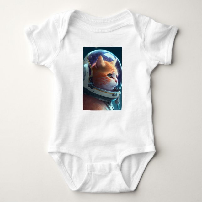 Adorable Cat Astronaut  Baby Bodysuit (Front)