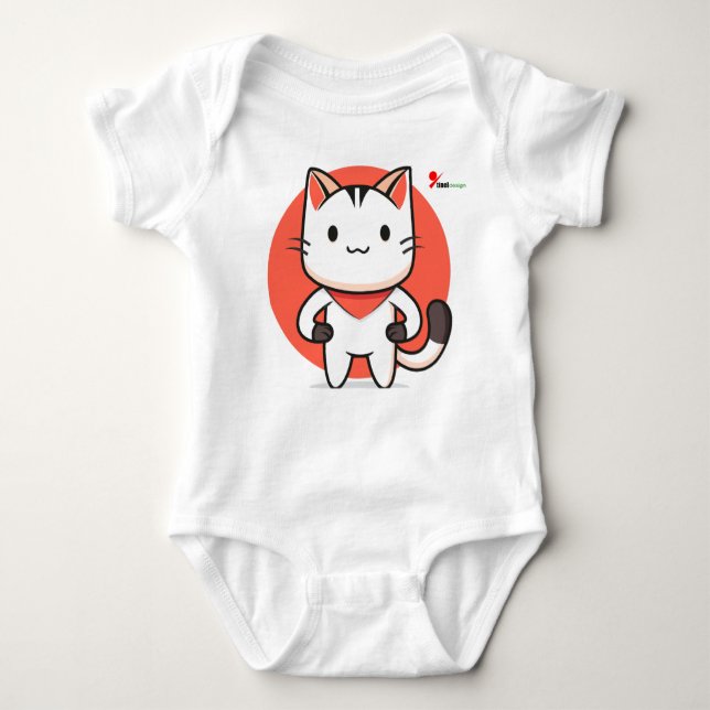 Adorable Cat Baby Bodysuit – Cute Kitten Design fo (Front)