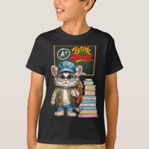 Adorable Cat Back To School Design T-Shirt