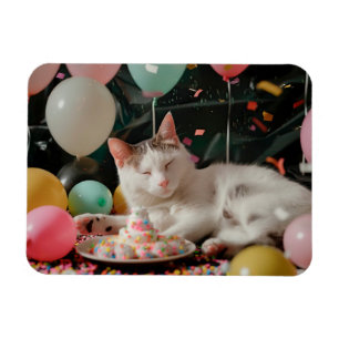Adorable Cat Birthday Celebration Design Magnet