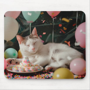 Adorable Cat Birthday Celebration Design Mouse Pad