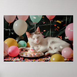 Adorable Cat Birthday Celebration Design Poster