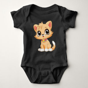 Adorable Cat Cartoon  Baby Bodysuit