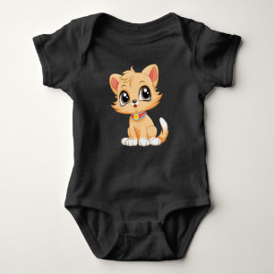 Adorable Cat Cartoon  Baby Bodysuit