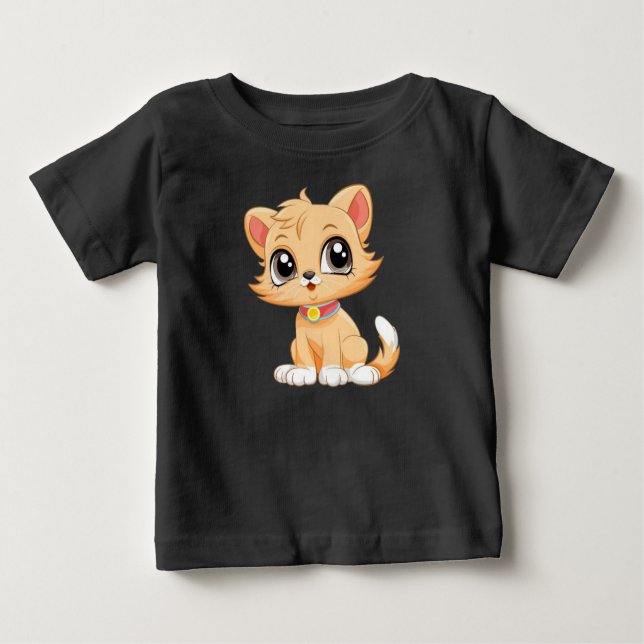Adorable Cat Cartoon  Baby T-Shirt (Front)