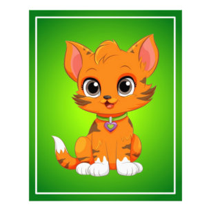 Adorable Cat Cartoon Photo Print