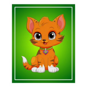 Adorable Cat Cartoon  Poster