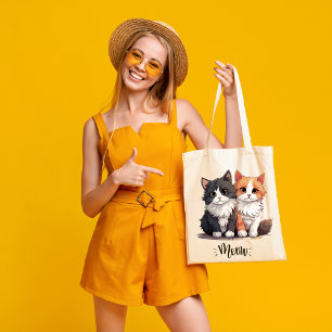 Adorable cat couple design Tote Bag