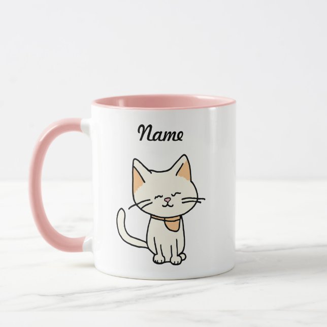 Adorable Cat Custom-Name Mug (Left)