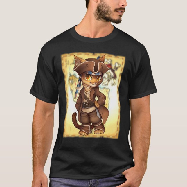 Adorable Cat Dressed Up As A The Pirate Treasure M T-Shirt (Front)