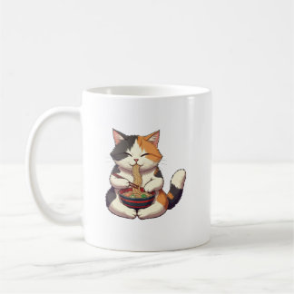 Adorable Cat Enjoying Ramen Coffee Mug