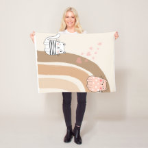 Adorable Cat Fallin in love Fleece Blanket