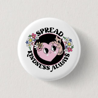 Adorable Cat & Flowers Button – Spread Kindness