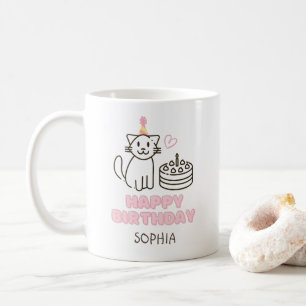 Adorable Cat in a Birthday Hat  Coffee Mug