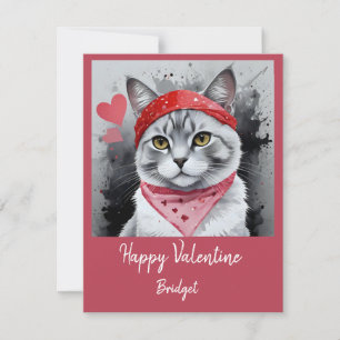 Adorable Cat in Disguise - Purrfect Valentine Fun Holiday Card