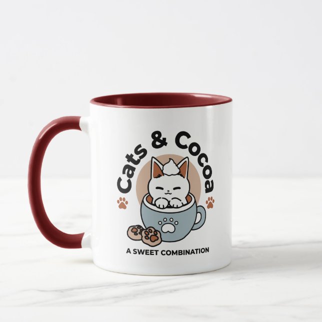 Adorable Cat in Mug Holiday Design - Cat & Cocoa (Left)