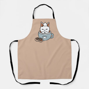 Adorable Cat in Mug Holiday Design - Cat & Cocoa Apron