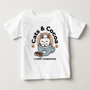 Adorable Cat in Mug Holiday Design - Cat & Cocoa Baby T-Shirt