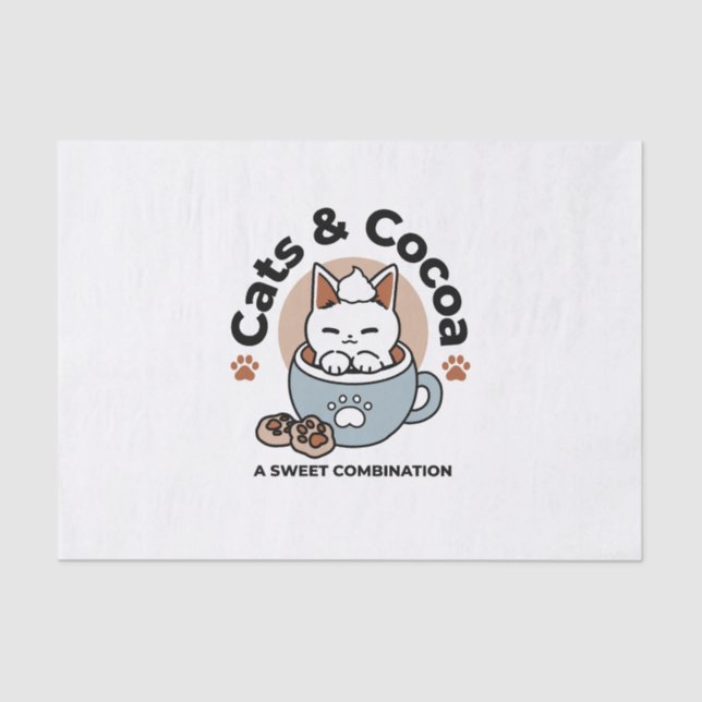 Adorable Cat in Mug Holiday Design - Cat & Cocoa Tissue Paper (Front)