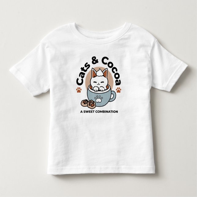 Adorable Cat in Mug Holiday Design - Cat & Cocoa Toddler T-Shirt (Front)
